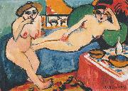Ernst Ludwig Kirchner Zwei Akte auf blauem Sofa Germany oil painting artist